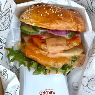 1 BBQ Ground chicken burger+1 Fries + 1 Soda