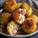 Potato croquettes and bacon rolls