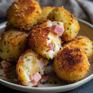 Potato croquettes and bacon rolls