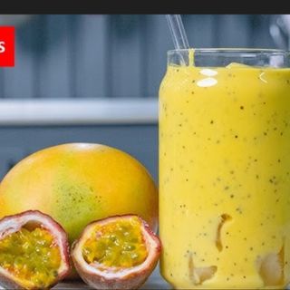 passion fruit and mango juice aglass 