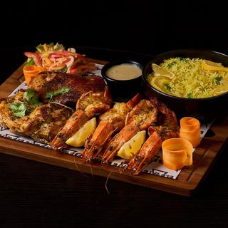 Flame Grilled Jumbo Prawns & Chicken breast