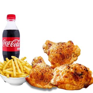 3 Pcs Chicken + Chips + Soda 