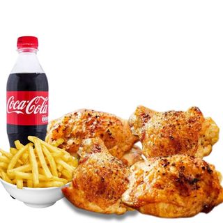 4 Pc Chicken + Chips + Soda 