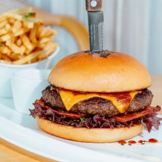 Smoky BBQ bacon cheese burger