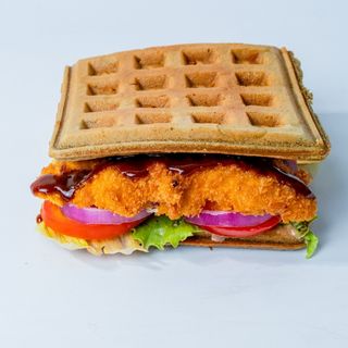 Savoury waffle sandwich