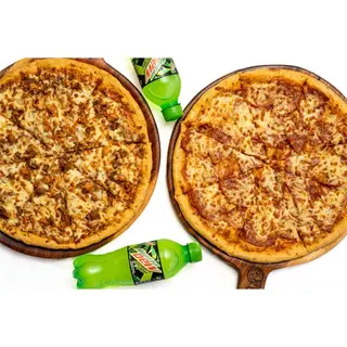 2 medium Pizza +2 soda