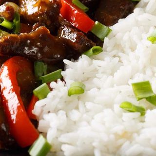 1/2 Rice, 1 Chapati & Pan Fried Beef