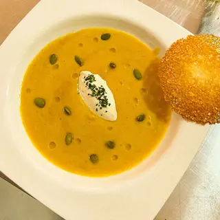 Roasted Butternut Velouté + sourdough bread roll