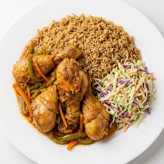 Pan fried chicken with rice