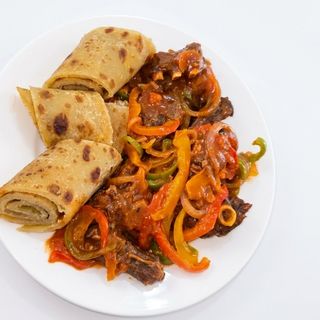 Panfried beef with Chapatis