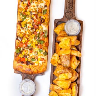 Pocket pizza+Baked Potate wedges