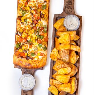 Pocket pizza+Baked Potate wedges