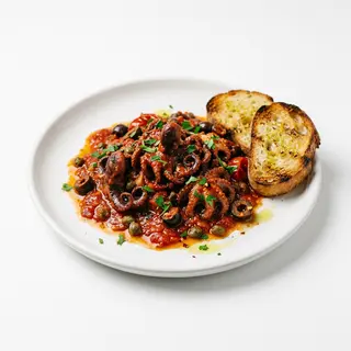 Moscardini alla Luciana con crostini