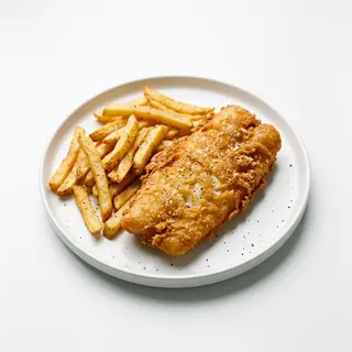 Filetto di baccalà fritto con patate fritte
