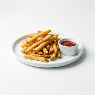 Patatas Fritas Servidas Con Kétchup