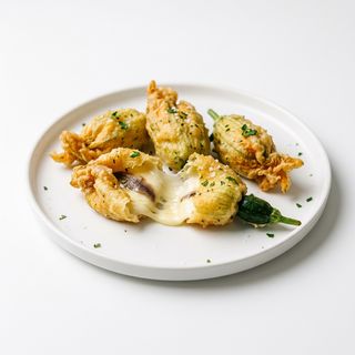 Fiori di zucca con alici e mozzarella