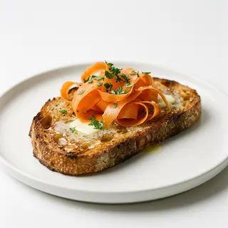 Tostada de masa madre con mantequilla y zanahoria