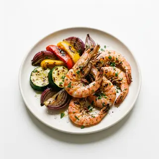 Langostinos Con Verduras A La Plancha
