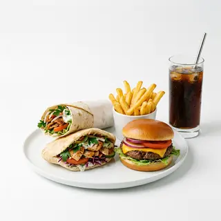 Menú Dürüm + Pita + Hamburguesa + Patatas