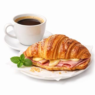 Combo Café Con Leche (30 Ml.) Y Croissant De Pavo Y Queso