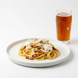 Carbonara 3.0 + Cerveza Roja