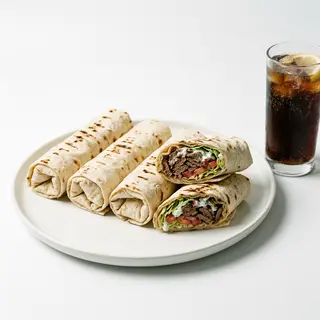 Menú 5 Dürüm Kebab O 5 Pita + Coca-Cola Sabor Original botella 2L.