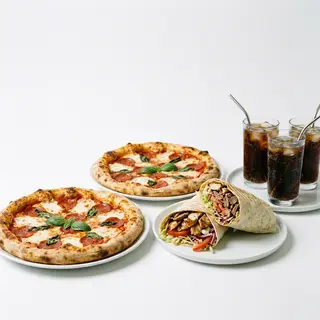 Menú 7. 2 Pizzas Grandes, 2 Durums O 2 Pita