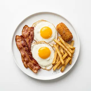 93 - 2 Huevos, Bacon, Patatas Y Croqueta