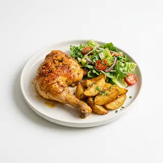 97- Pollo Asado Con Ensalada Y Patatas
