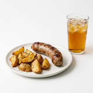 Botifarra patatas y bebidas
