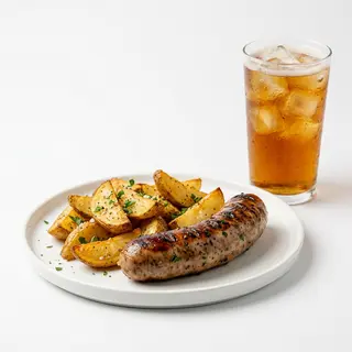 Butifarra patatas y bebidas