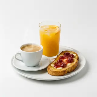 Café + Zumo De Naranja + Tostada Dulce