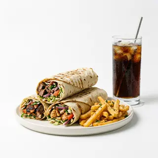 Menú 3 Pitas O Dürüm + Patatas + Coca-Cola (2 Lt.)
