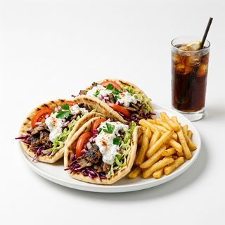 Menú 4 kebabs + 1 patatas grandes + 1 bebida de 2 litros a elegir