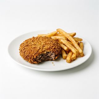 Menú carne de hamburguesa rebozada