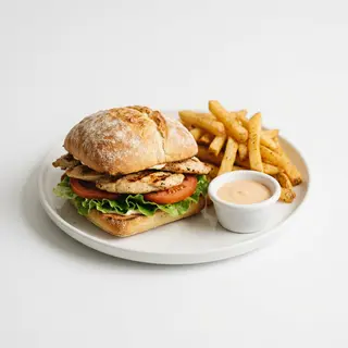 Menú pollo campero + doble ración de patatas bistro + salsa a elegir