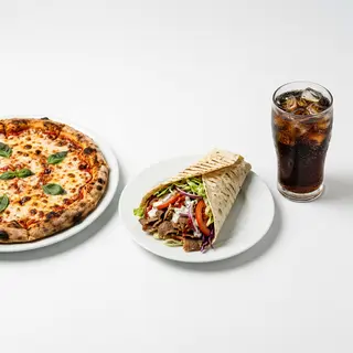 Pizza mediana + kebab + bebida (2 l.)