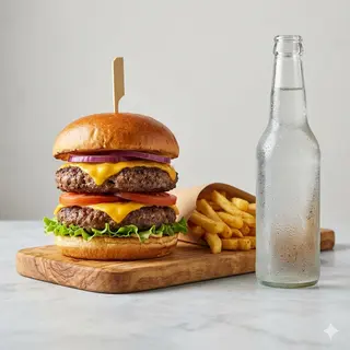 Menú doppio hamburger al formaggio
