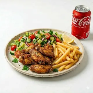 Menú alitas de pollo + patatas + bebida