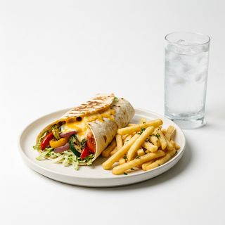 Menú kebab vegetal con queso
