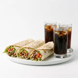 Menu 3 Dürüm Kebab O Pita + 3 Bebidas
