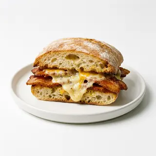 Bacon y queso en pan de txapata