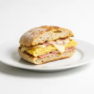 Mollete De Tortilla Francesa Con Jamón York Y Queso
