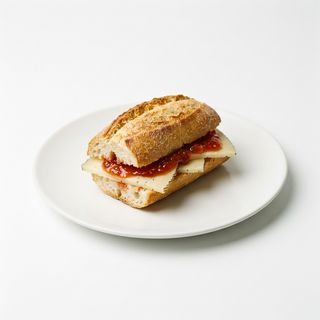 Pulga De Queso Semi  Con Mermelada De Tomate
