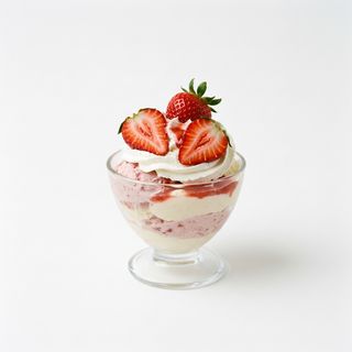 Vasito De Helado Premium Con Nata Y Fresa