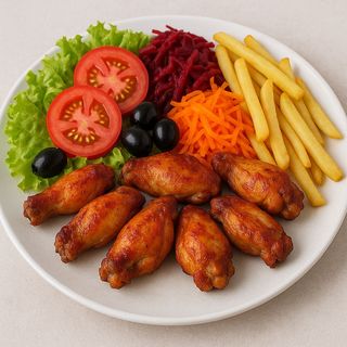 Alas De Pollo Fritas (5 Uds.) Con Salsa