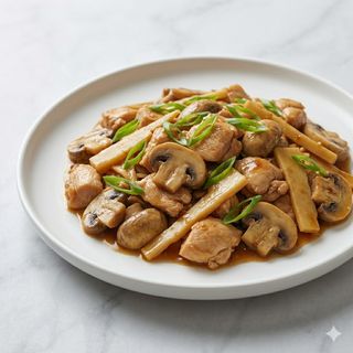 Pollo Con Setas Y Bambú