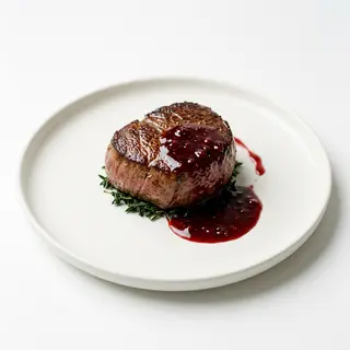 1/2 Filet de vedella amb salsa de fruits vermells