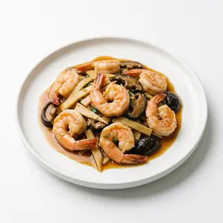 62. Gambas Con Bambú Y Setas Chinas
