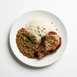 Arroz Con Menestra Y Chuleta